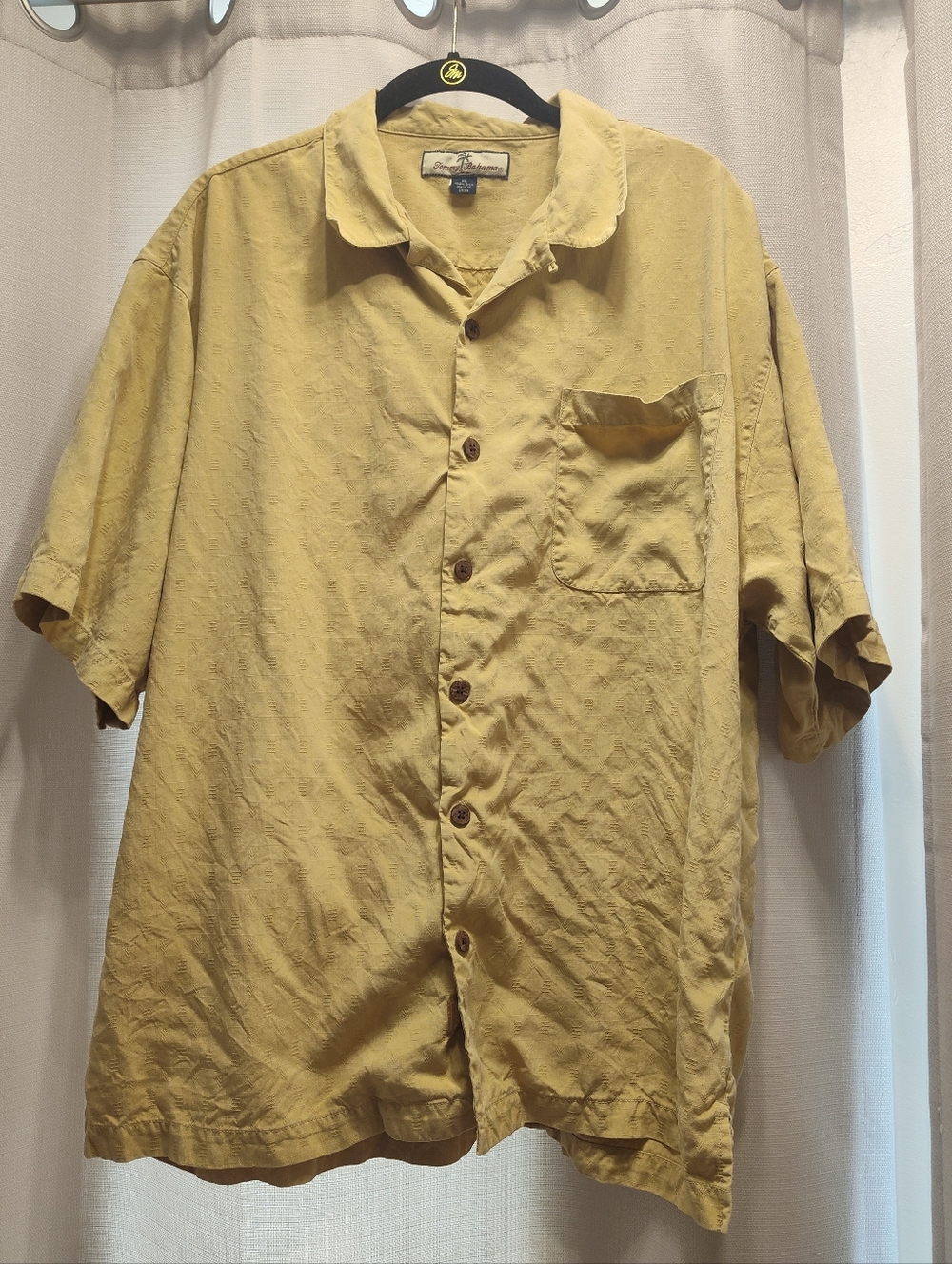 Men's XL Silk Camp Shirt  Tommy Bahama Gold Hawaiian Maui